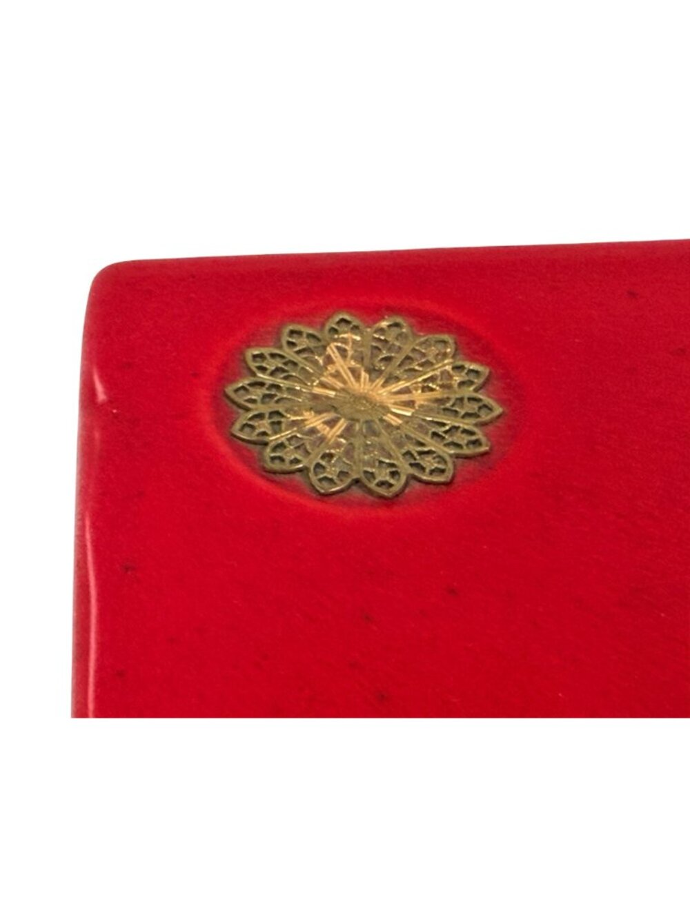 RARE Vintage Royal Haeger Red Dresser Trinket Box Brass Mandalla Accents R1688-S - Picture 5 of 9